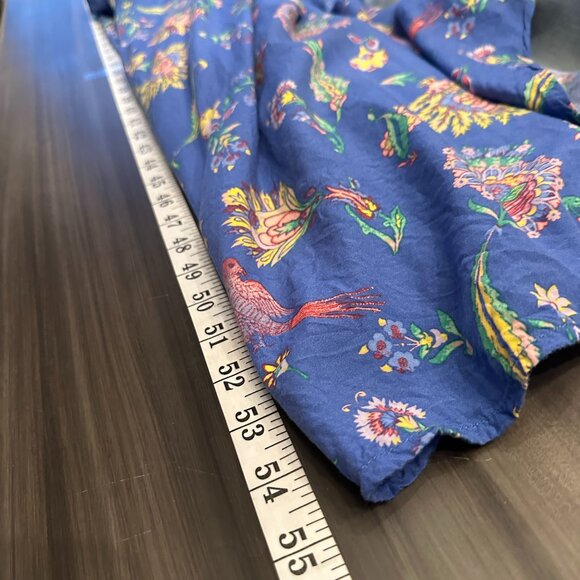 Gap Blue Floral Kimono Style Drape Maxi Dress V Neck Gathered Waist Size Medium - Picture 10 of 10